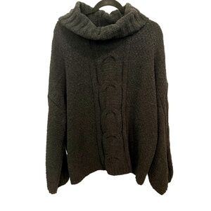 Seven 7 Plus Size Black Cowl Neck Cable Knit Chenille Sweater XXL NWT